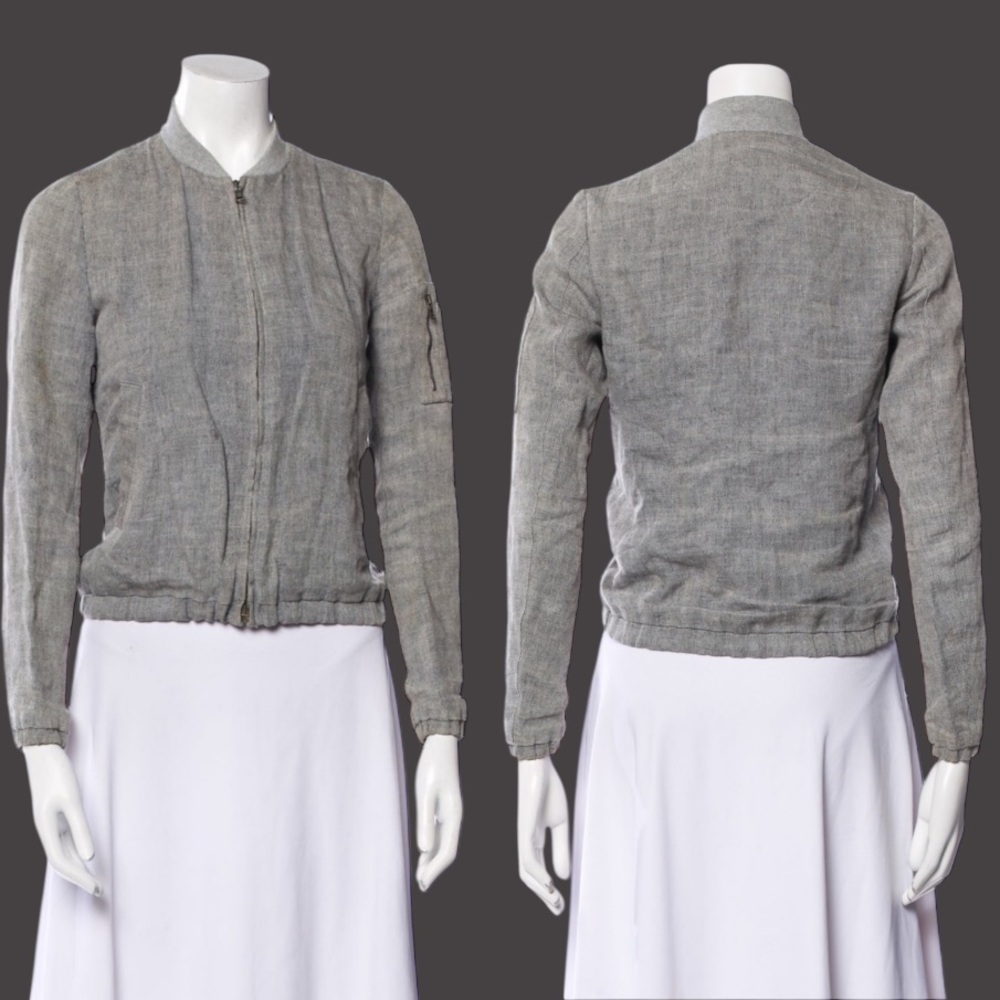 James Perse Linen Bomber Jacket Designer Size 0 / XS